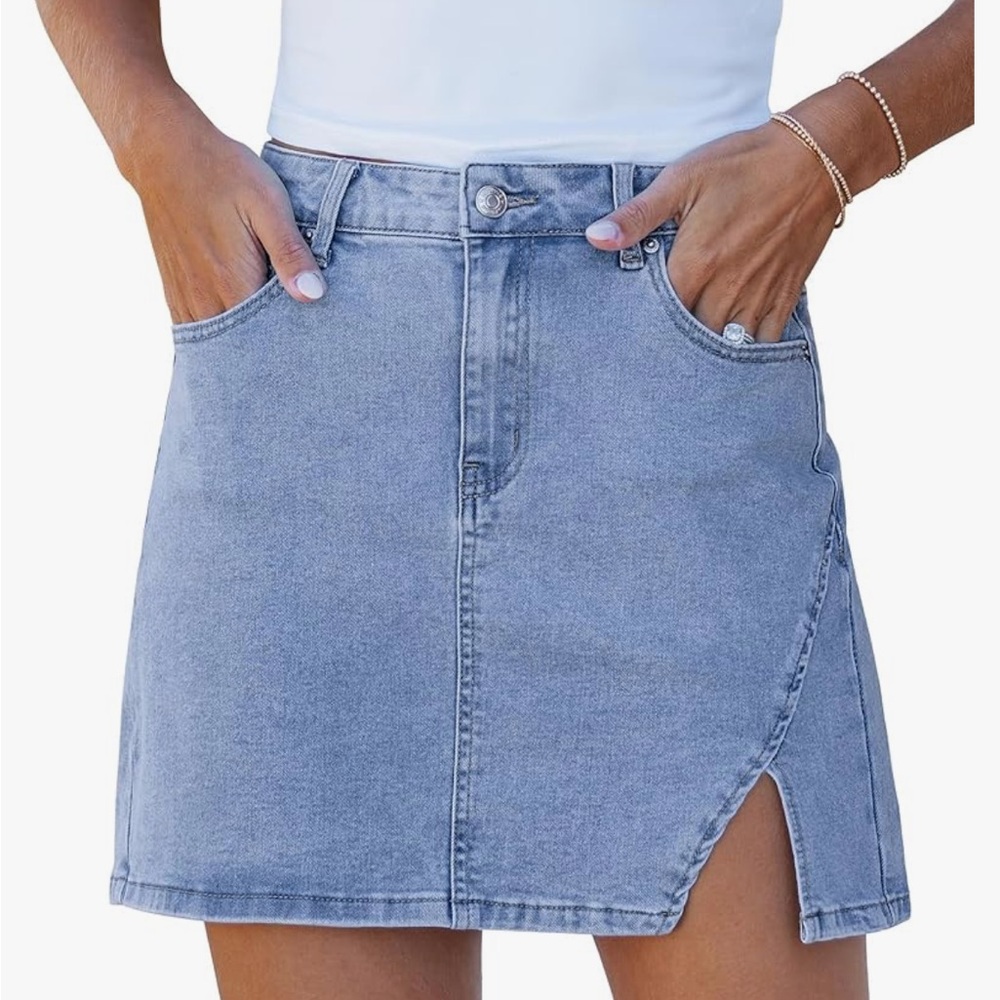 Gray Asymmetrical A-line Mini Skirt